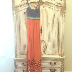 Orange and denim maxi